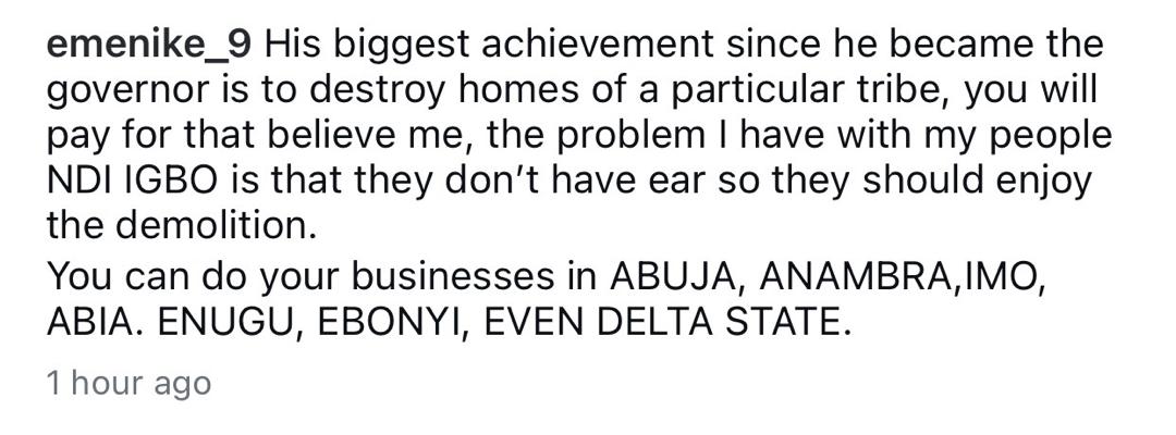 His biggest achievement since he became the governor is to destroy homes of a particular tribe