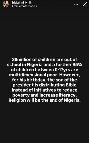 Bisi Alimi kicks after one million bibles were shared to mark Seyi Tinubu’s 40th birthday