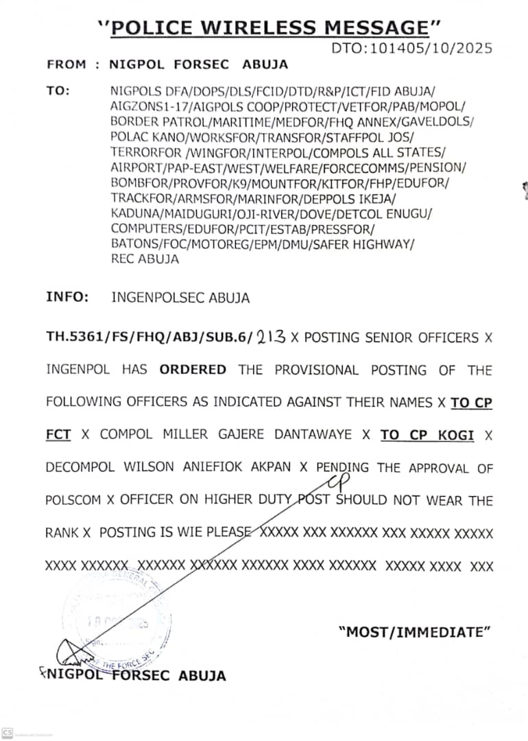 BREAKING: IGP Egbetokun Removes FCT Police Commissioner Adewale After Sowore’s Call For His Removal, Posts Dantawaye To Abuja, Akpan To Kogi