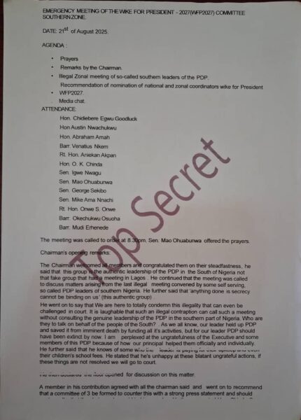 EXCLUSIVE: Secret PDP Faction Meeting Minutes Reveal Push For Wike’s 2027 Presidential Run, Claim ‘Leader’ Saved Party From Extinction