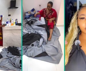 Lady Leaves Enugu, Relocates to Lagos With No Bed or Furniture, Shares Video of Her New Apartment