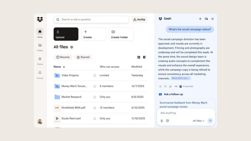 Dropbox is bringing more of its Dash AI features to all users
