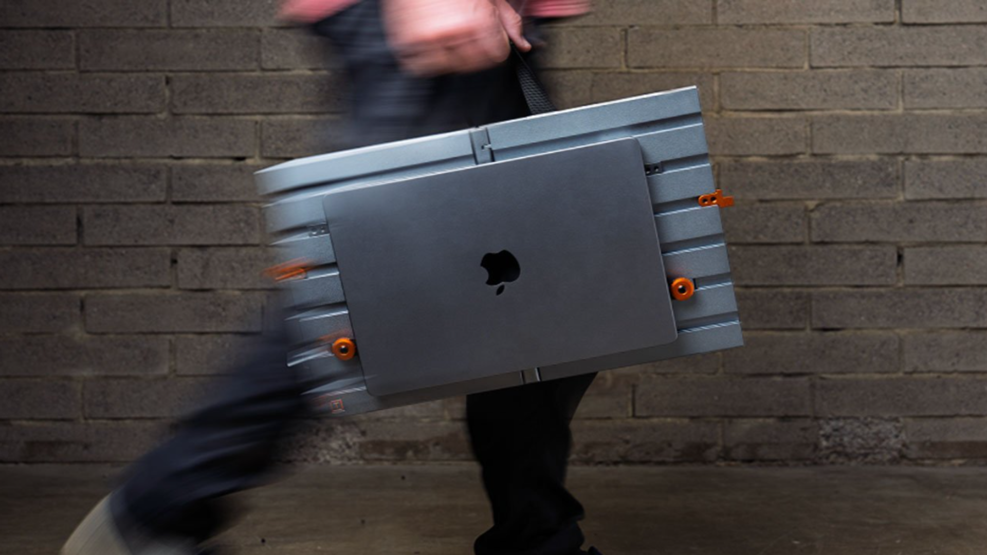 This sleek aluminum workstation folds into your backpack, yet your $10,000 MacBook Pro may not feel safe there