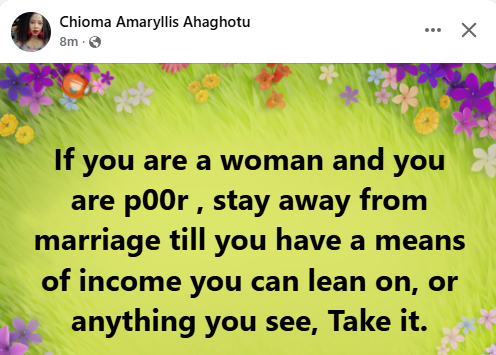 If you are poor, stay away from marriage