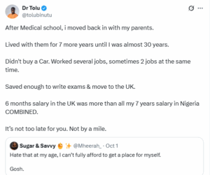 My 6 months salary in the UK was more than the total of my 7 years salary in Nigeria
