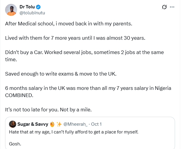 My 6 months salary in the UK was more than the total of my 7 years salary in Nigeria