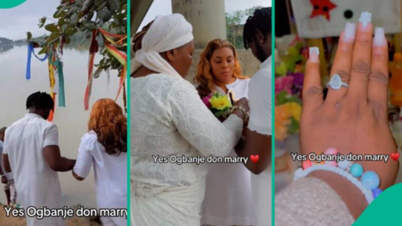 Lady Who Called Herself ‘Ogbanje’ Gets Married By Riverside: “In Front of Water Spirits”