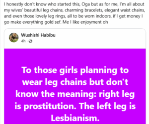 I’m all about my wives’ beautiful leg and waist chains