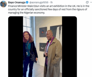 Minister of Finance, Wale Edun, makes public appearance at London Art Fair