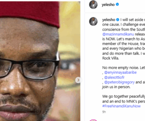 Stop the rhetoric. Let’s march to Aso Rock Villa to demand for Nnamdi Kanu’s release