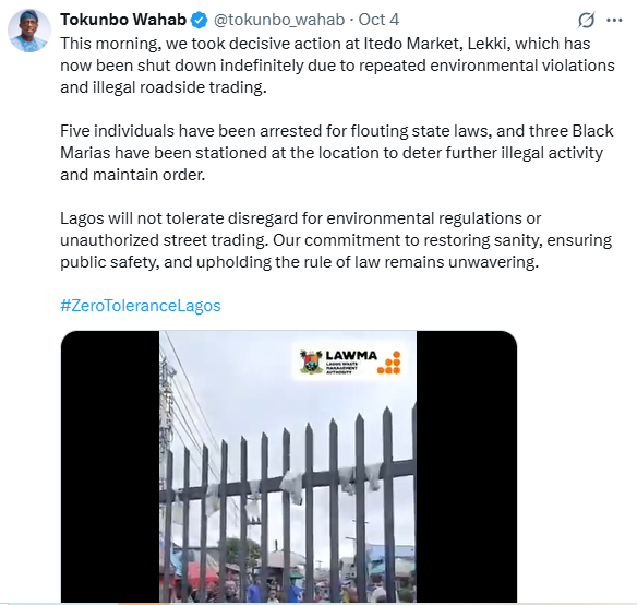 Lagos state govt shuts down Ajah market over environmental infractions