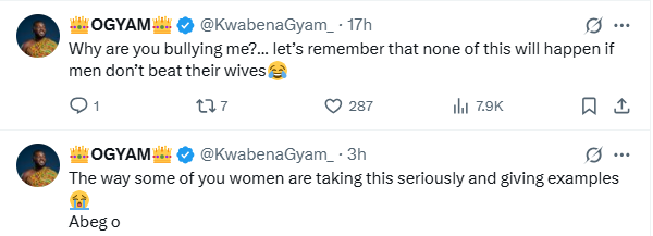 Women who get beaten by their husbands amaze me because you make his food, you can choose to be a widow