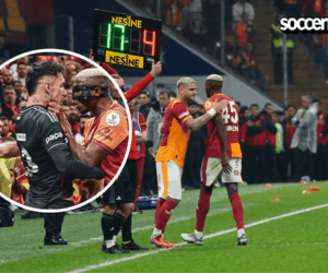 Watch: Osimhen neck-grabs Besiktas’ defender in heated Istanbul derby