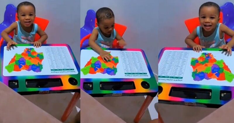 “Please, which state is Ada Mmanya?” – Dad shares hilarious moment he walked in on his toddler reciting Nigeria’s 36 states and capitals (WATCH)
