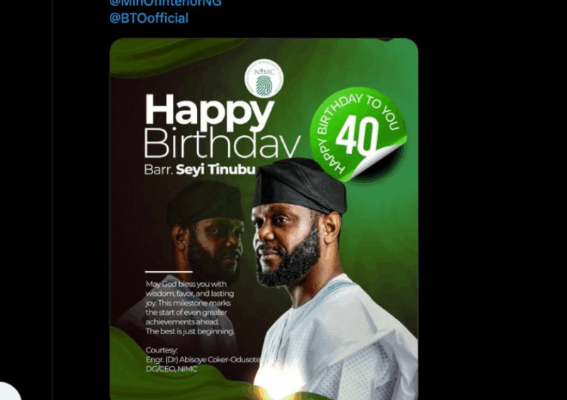 X users knock NIMC for felicitating Seyi Tinubu on his birthday