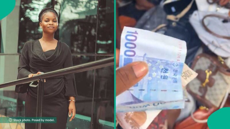 Woman Flaunts Foreign Currency She Found in Bale of Bags, Generates Buzz as People Calculate Them