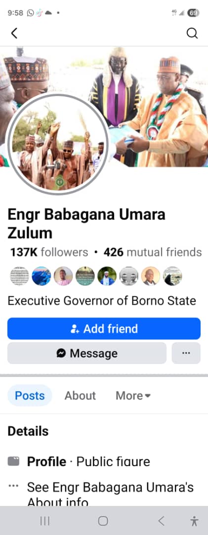 Gov Zulum Disowns Fake Facebook Account