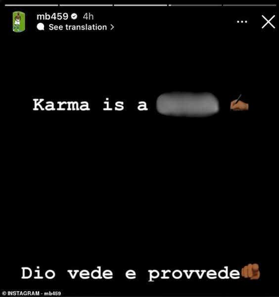 Former Manchester City striker, Mario Balotelli celebrates sacking of former boss Patrick Vieira with savage dig