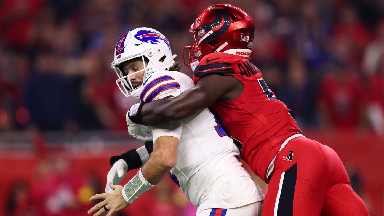 Bills’ Josh Allen roughed up, sacked 8 times in loss to Texans