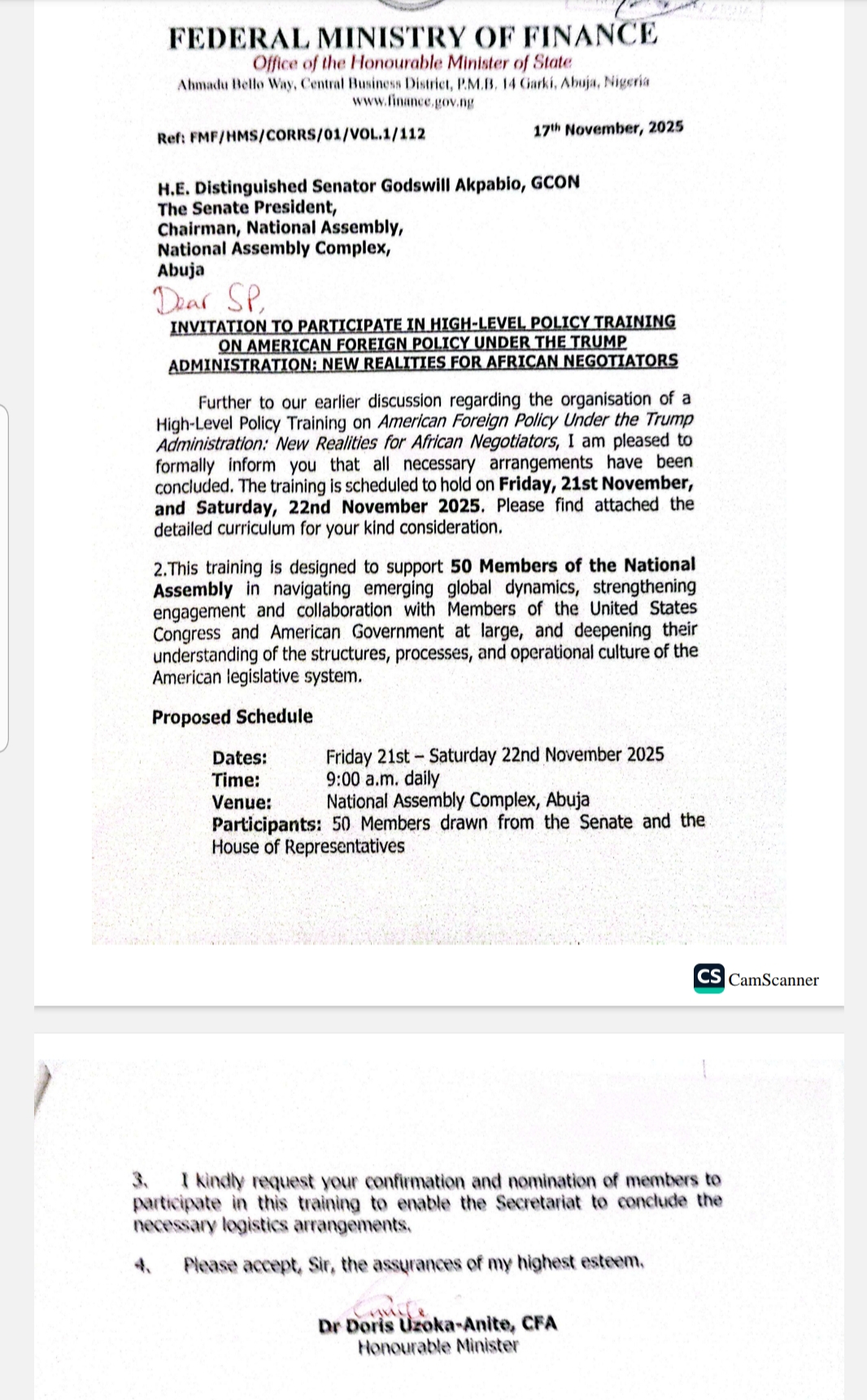 EXCLUSIVE: Nigerian Government Begins Training For 50 Senators, Rep Members On ‘How To Negotiate With US’ Amid Rising Insecurity