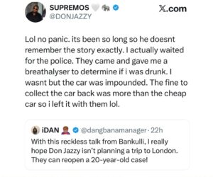 “I left the car because the fine was more than the car” — Don Jazzy clears the air on old UK police incident