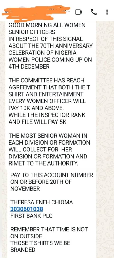 EXCLUSIVE: Female Police Officers In Enugu Forced To Pay N5,000–N10,000 For 70th Nigerian Women Police Anniversary, Threatened With Transfers