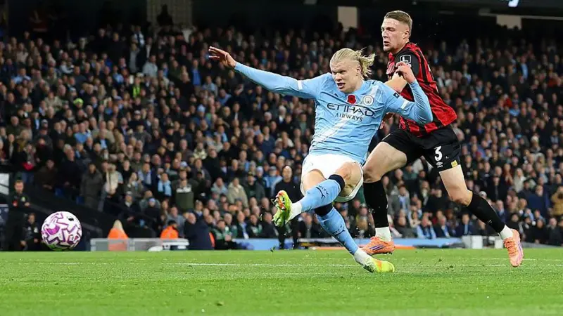 Haaland brace fires Man City past Bournemouth