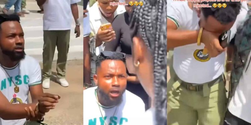 Corper bursts into tears as girlfriend rejects his proposal
