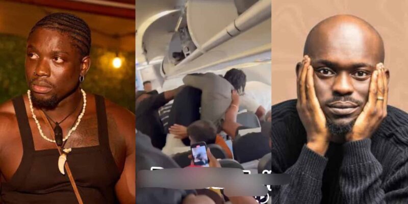 Verydarkman and Mr Jollof spotted brawling on a plane