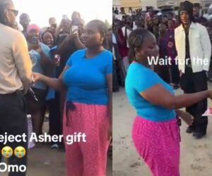 Moment lady instantly rejects iPhone 17 gift from Asherkine