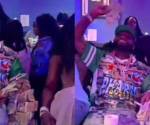 Davido lights up 33th birthday celebration party as he sprays dollars nonstop