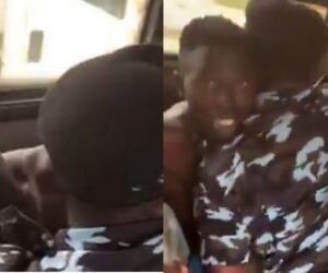 Outcry as Lagos policeman assaults bus conductor in broad daylight