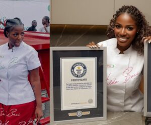 Hilda Baci receives Guinness World Record plaque for cooking the largest pot of jollof rice (WATCH)