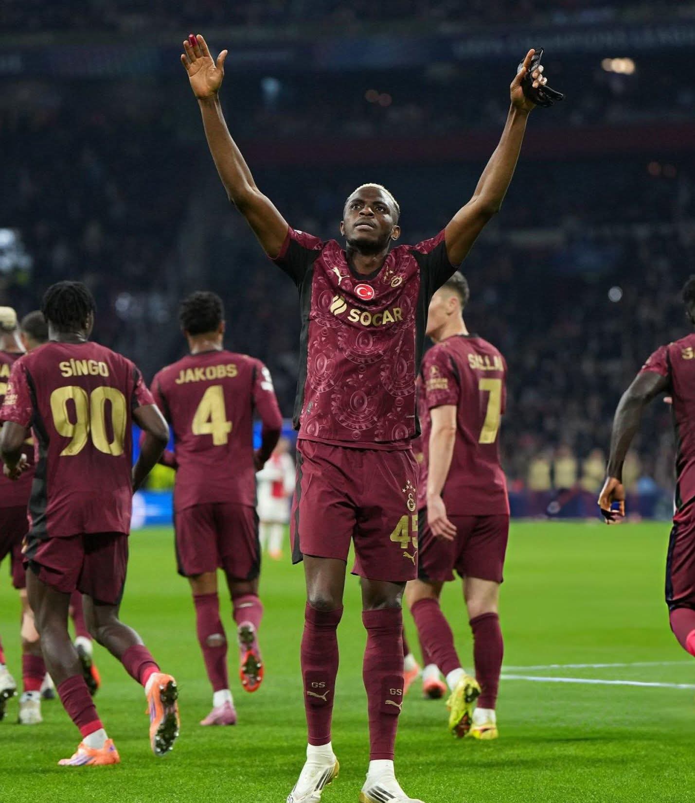 UEFA Champions League: Osimhen nets hat-trick as Galatasaray thrash Ajax, tops scoring table