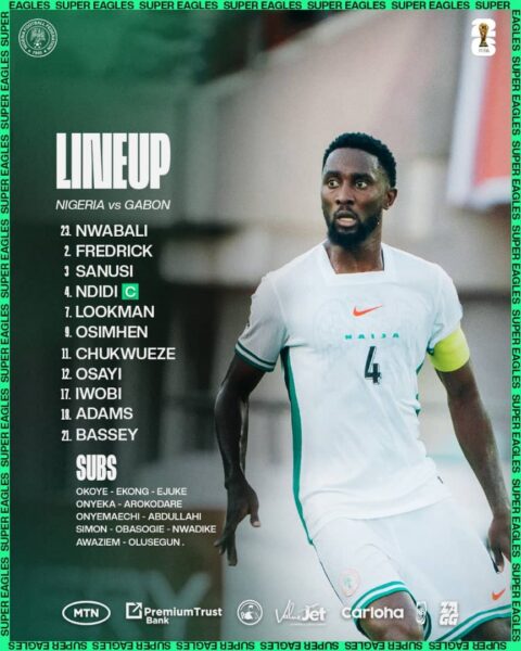 Line-up: Iwobi makes 90th appearance as Super Eagles face Gabon in World Cup playoffs
