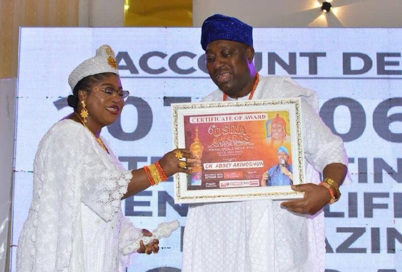Dr Abbey Akinoshun Foundation (DAAF) Receives Oodua Special Recognition Award (OSRA) In Ile-Ife