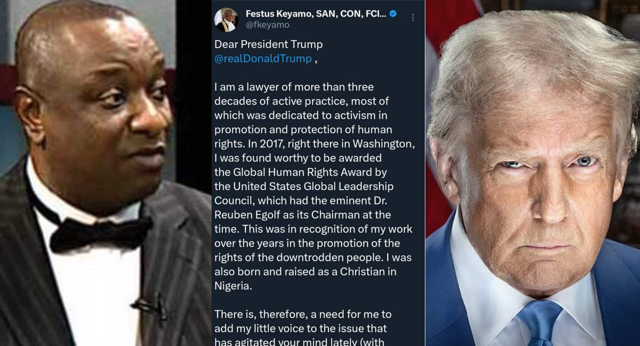 Festus Keyamo replies Trump over Christian killing claim