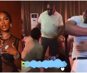 Moment Tiwa Savage kneels to greet her former boss, Don Jazzy, at a public event