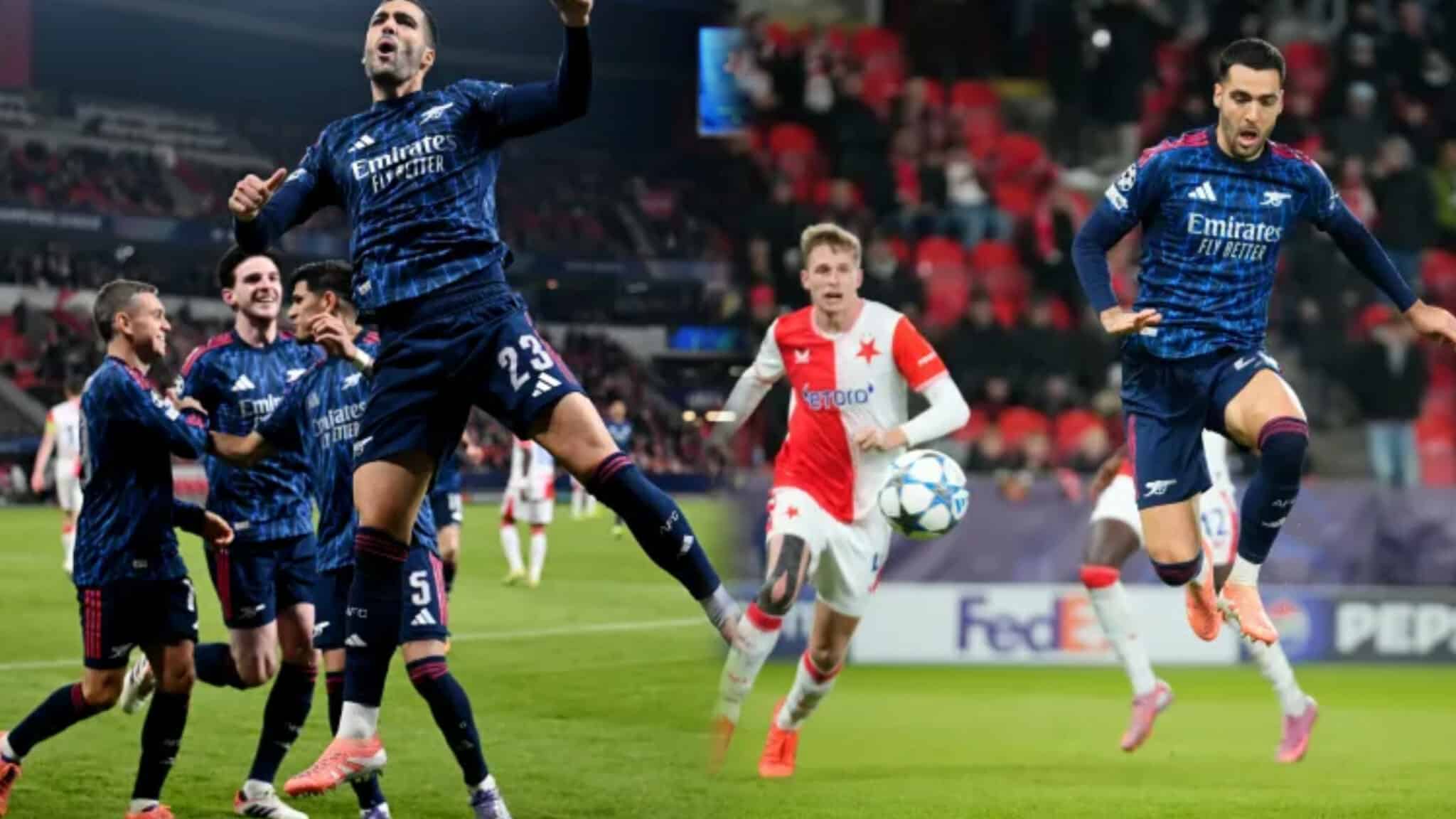 Merino shines as Arsenal thrash Slavia Prague to extend winning run