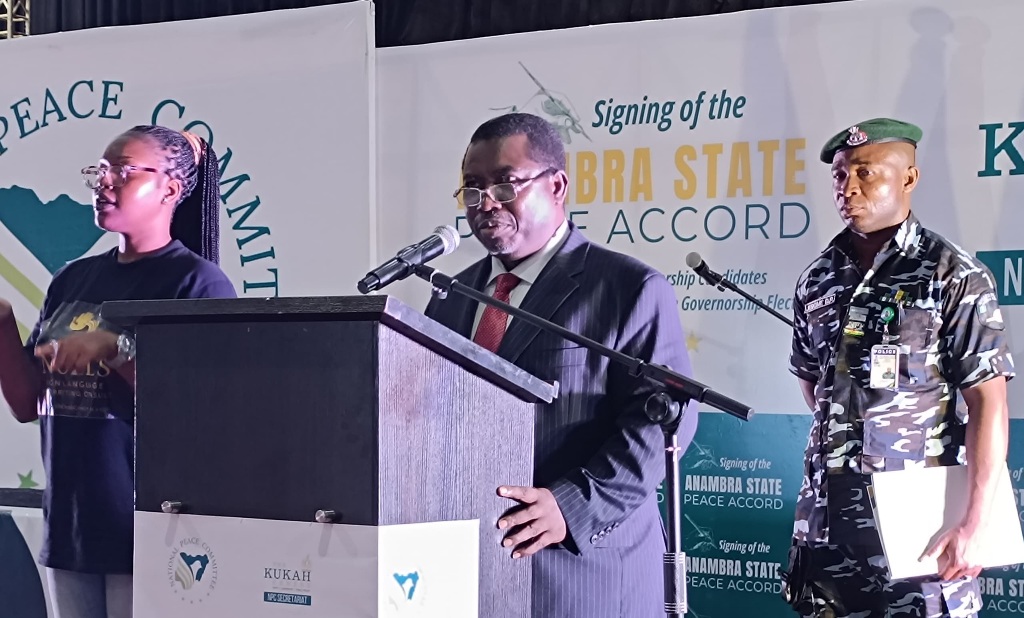 Anambra guber poll: INEC chair urges peace, pledges credible election as candidates sign peace accord