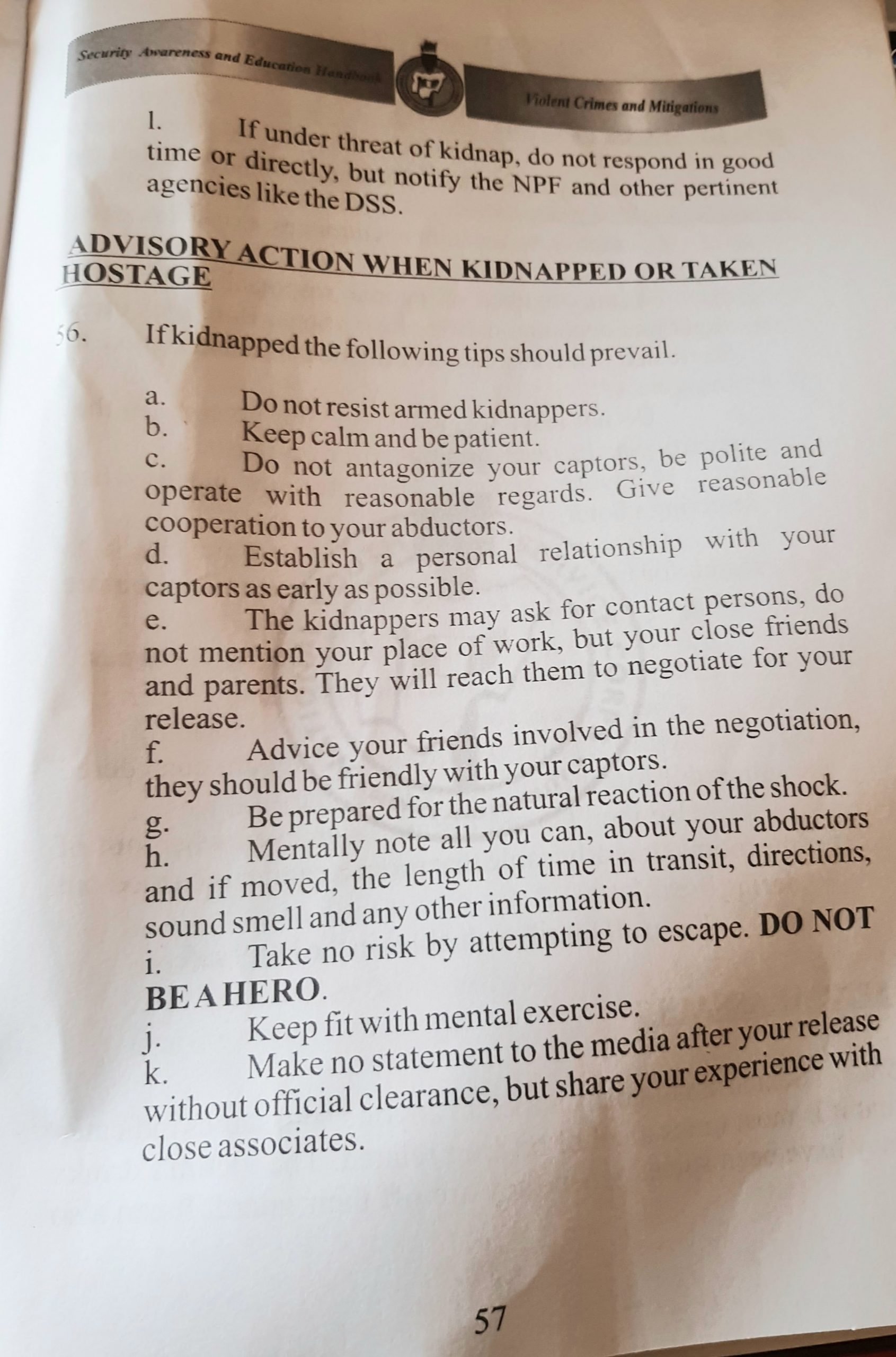 NYSC denies circulating safety pamphlet advising corps members to pay ransom if they are kidnapped orÂ takenÂ hostage