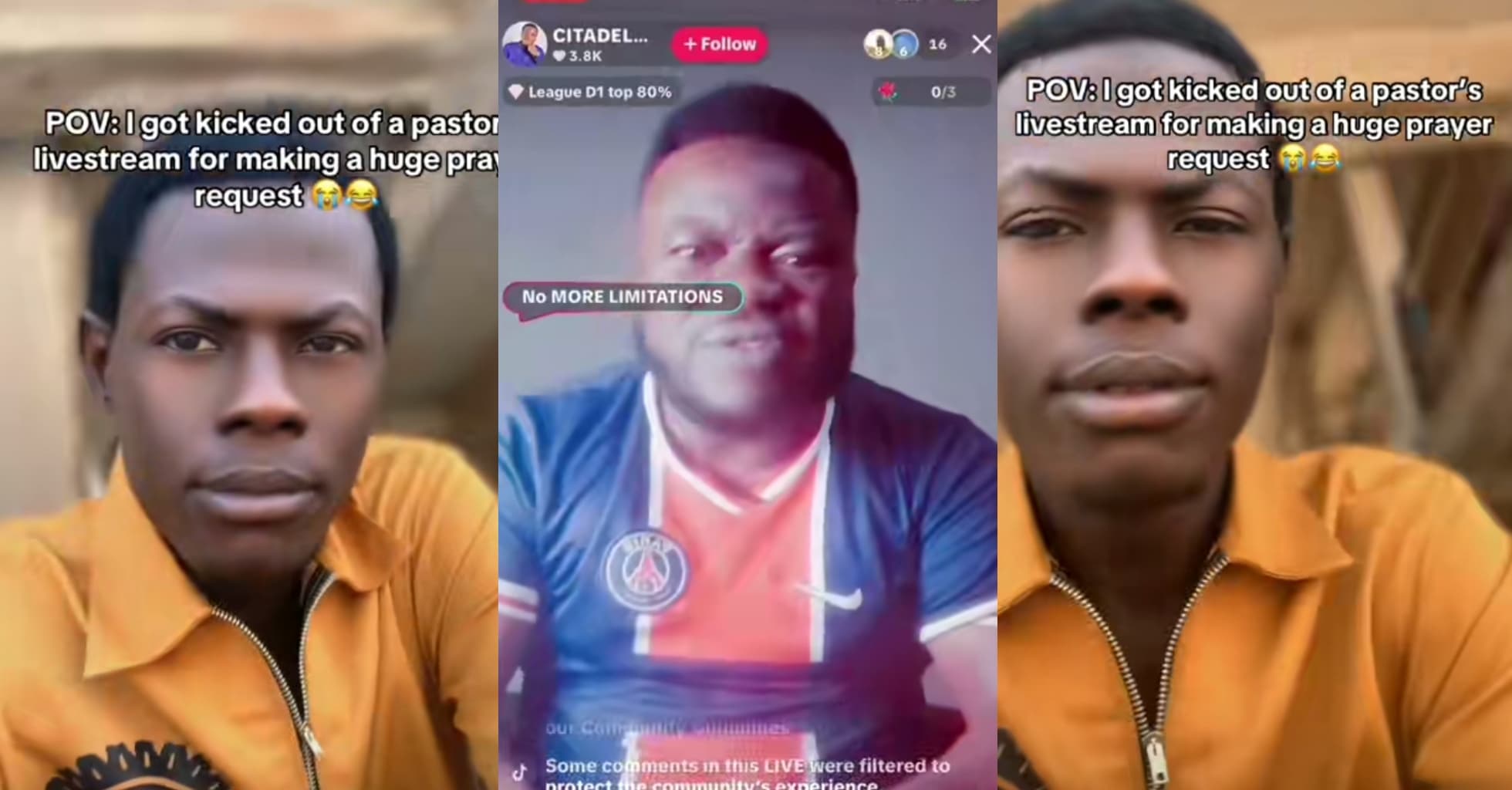 Pastor blocks man during livestream over huge prayer request