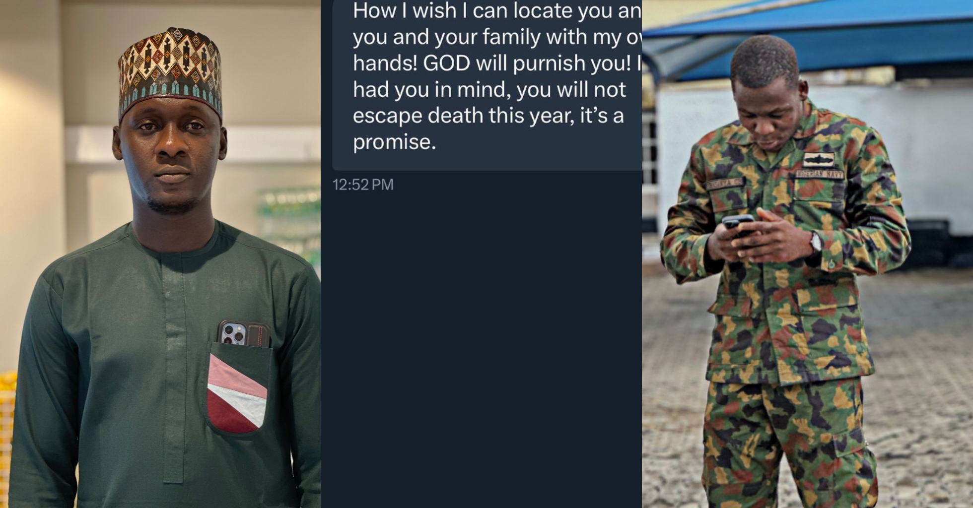 “It’s a promise”- Man shares threatening text from Navy officer