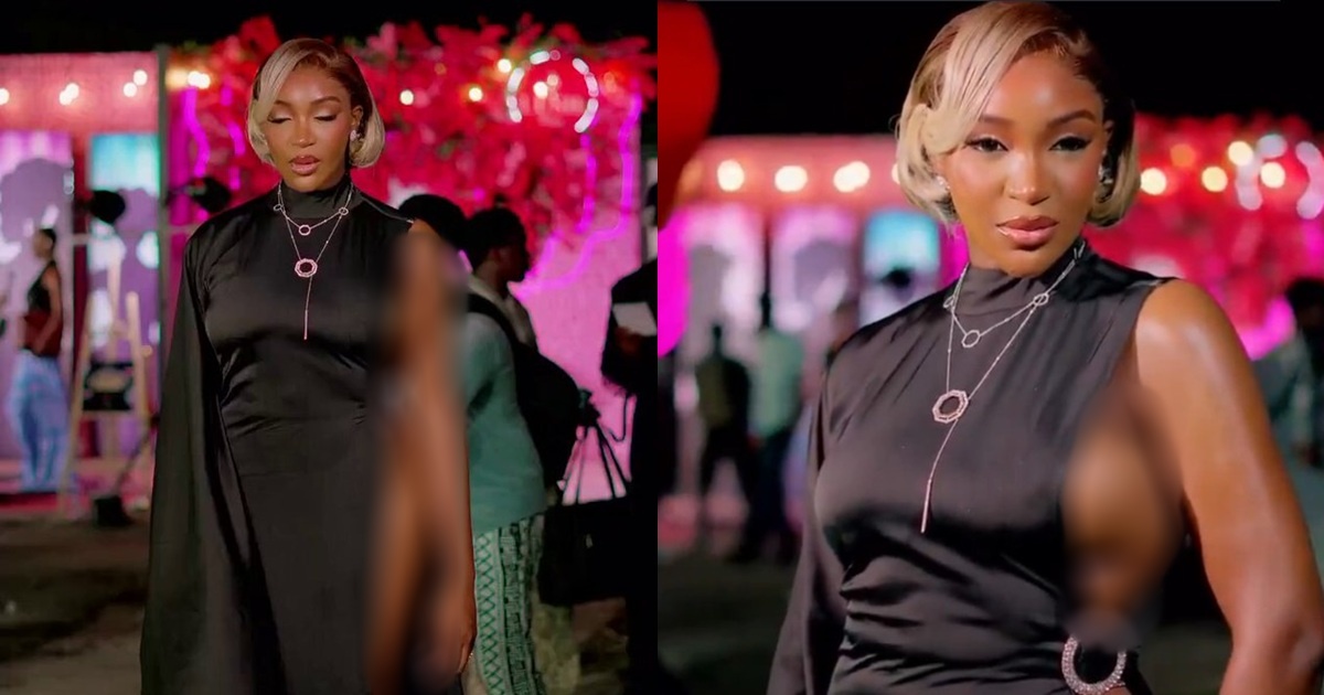 “Tacky” – Nigerians drag Idia Aisien over her outfit choice at Lagos Fashion Week (WATCH)