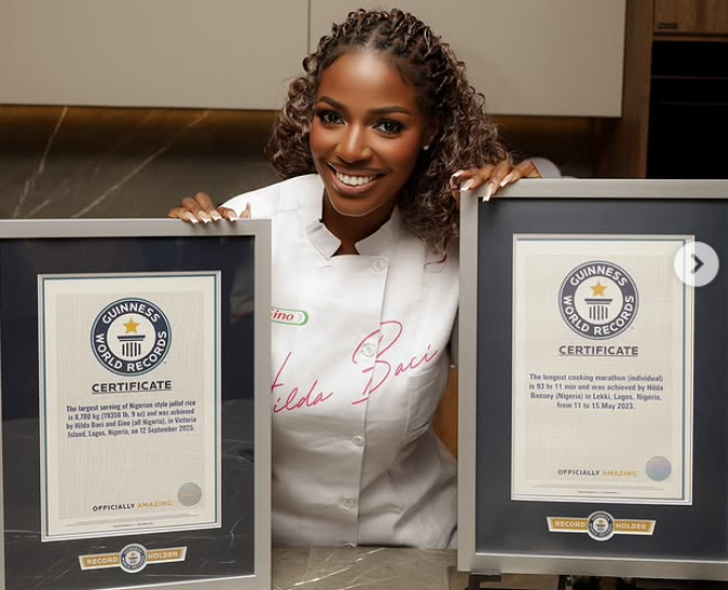 Hilda Baci receives second Guinness World Record plaque for largest jollof rice pot