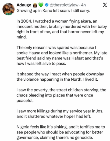 It terrifies me when I see those who should be advocating for good governance claiming there’s no genocide