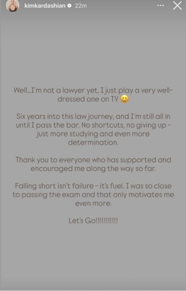 Kim Kardashian fails California Bar exam