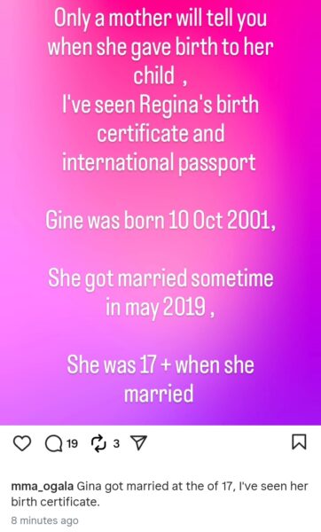 “Regina Daniels got married at 17, I’ve seen her birth certificate” Rita Daniels’ friend, Doris Ogala insists