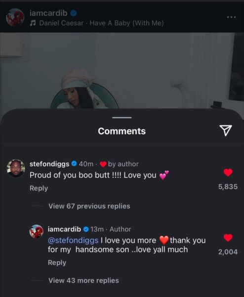 Cardi B and Stefon Diggs express love for each other as she shows off their newborn son (photos)