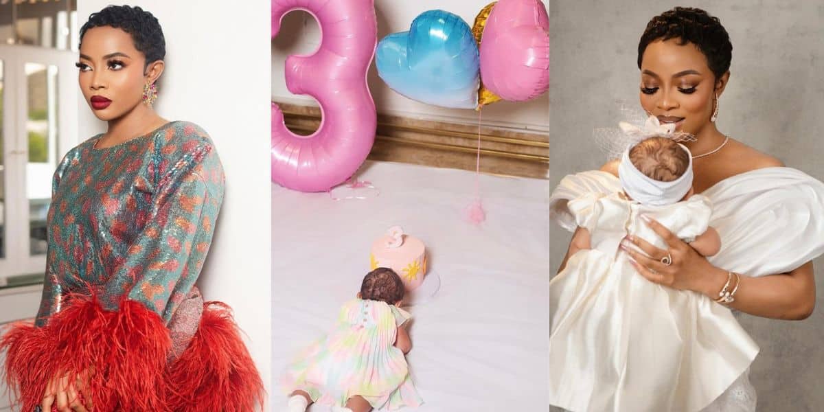 Toke Makinwa celebrates 3-months of motherhood with adorable tribute to baby Yakira